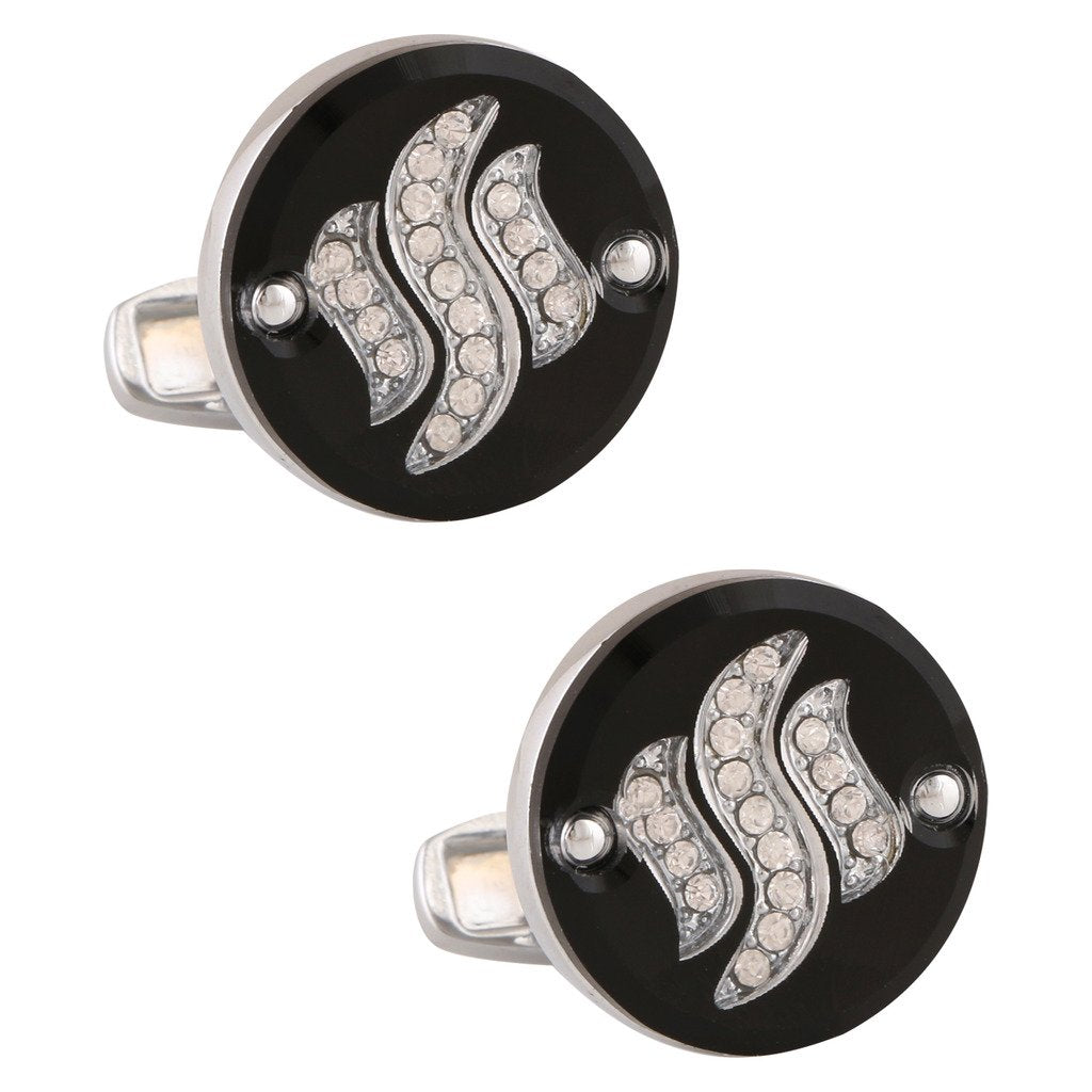 TRIPIN Cufflinks for Men Silver Black Square for Office Corporate Party French Cuff Shirts Shirt Suit Blazer in A Gift Box TNBPZSIL675