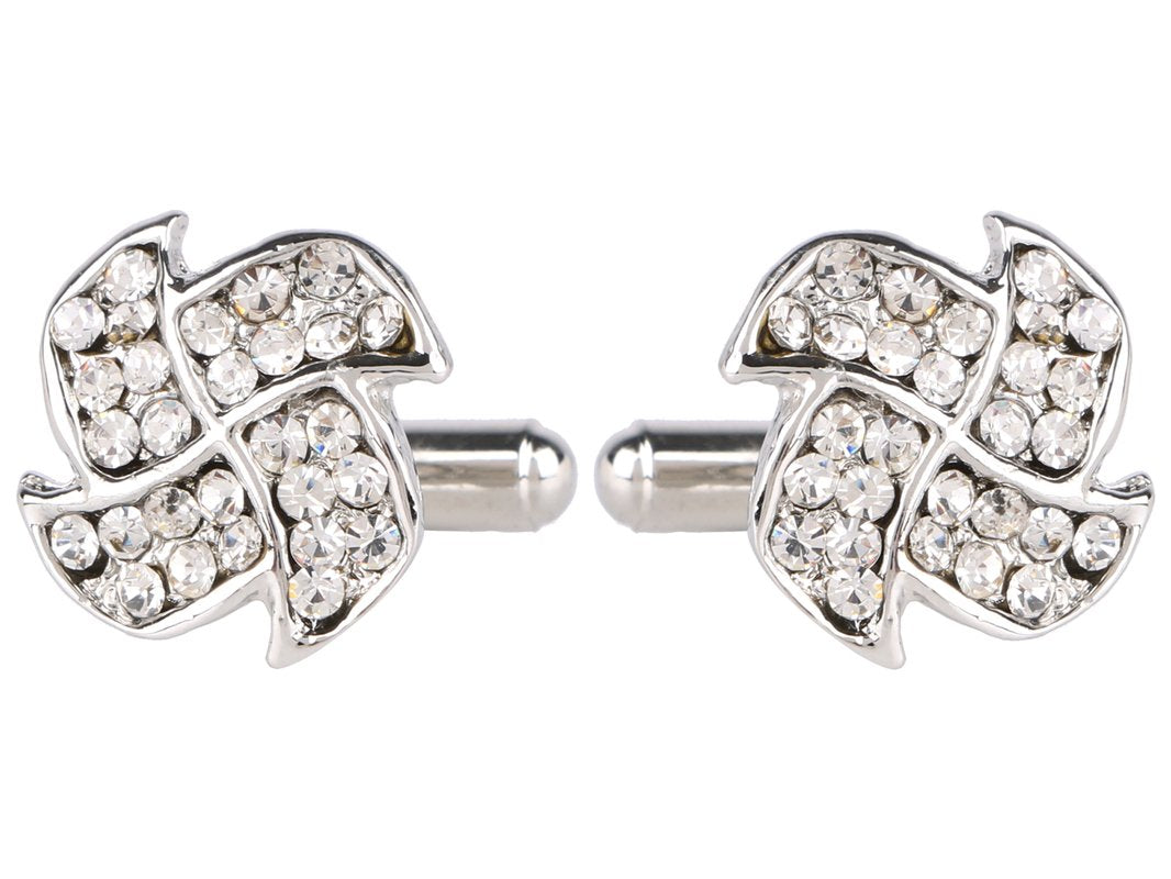 TRIPIN Cufflinks for Men Silver Unique Shape with Diamond Crystals Stone for Office Corporate Party French Cuff Shirts Shirt Suit Blazer in A Gift Box TSAPZSIL829