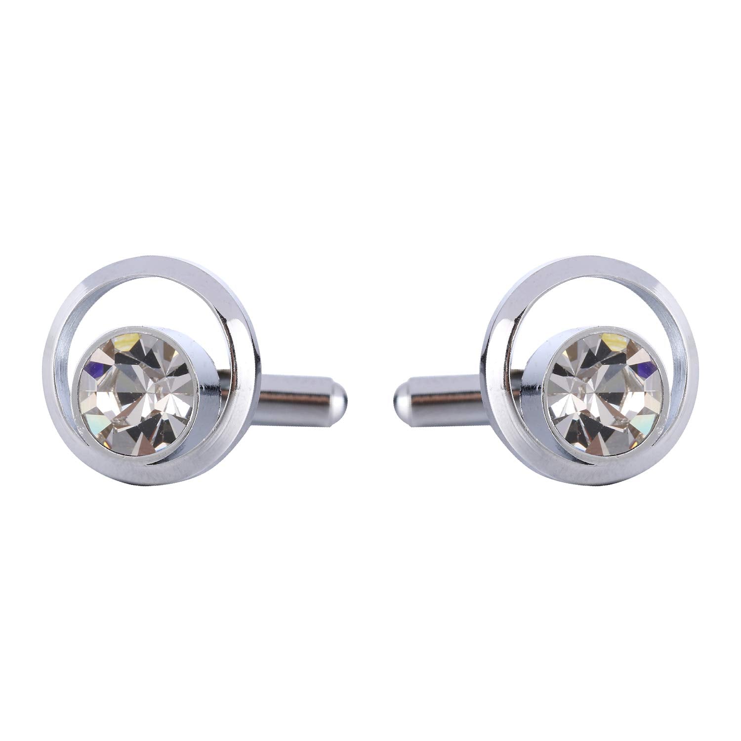 Tripin Brass Silver See Through Cufflinks with Diamond Crystal Stone for Men for Office Corporate Party French Cuff Shirts Shirt Suit Blazer in A Gift Box TJHOSIL1906
