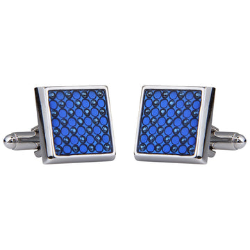 TRIPIN Cufflinks for Men Silver Blue Rectangle Shape for Office Corporate Party French Cuff Shirts Shirt Suit Blazer in A Gift Box TSHOSIL1058