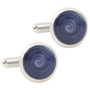 Tripin Round Black And Silver Cufflinks For Men 2029