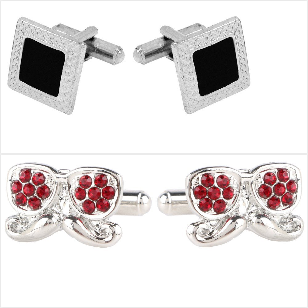 TRIPIN Cufflinks Combo Set for Men Silver Black Colour for Office Corporate Party French Cuff Shirts Shirt Suit Blazer in A Gift Box 779-816