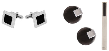 TRIPIN Cufflinks Combo Set for Men Silver Black Colour for Office Corporate Party French Cuff Shirts Shirt Suit Blazer in A Gift Box 779-775