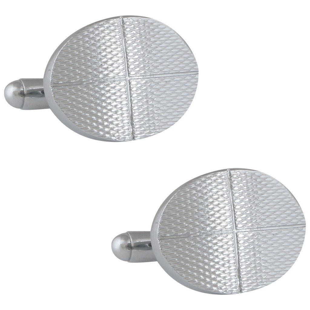 TRIPIN Cufflinks for Men Silver Oval SELF Design for Office Corporate Party French Cuff Shirts Shirt Suit Blazer in A Gift Box TSBPZSIL691