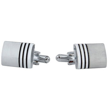 Tripin Silver Rectangle Cufflinks For Men With Classic Finish