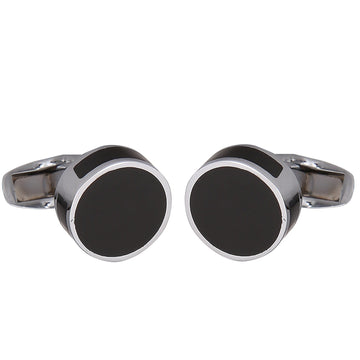 TRIPIN Cufflinks for Men Silver and Black Round Unique Shape Links for Office Corporate Party French Cuff Shirts Shirt Suit Blazer in A Gift Box TSBZZSIL1054