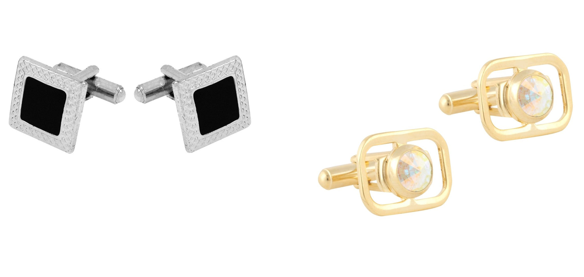 TRIPIN Cufflinks Combo Set for Men Silver Black Colour for Office Corporate Party French Cuff Shirts Shirt Suit Blazer in A Gift Box 779-418