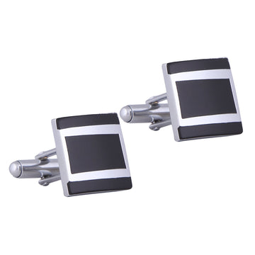 TRIPIN Cufflinks for Men Silver Black Square for Office Corporate Party French Cuff Shirts Shirt Suit Blazer in A Gift Box TNABZSIL63