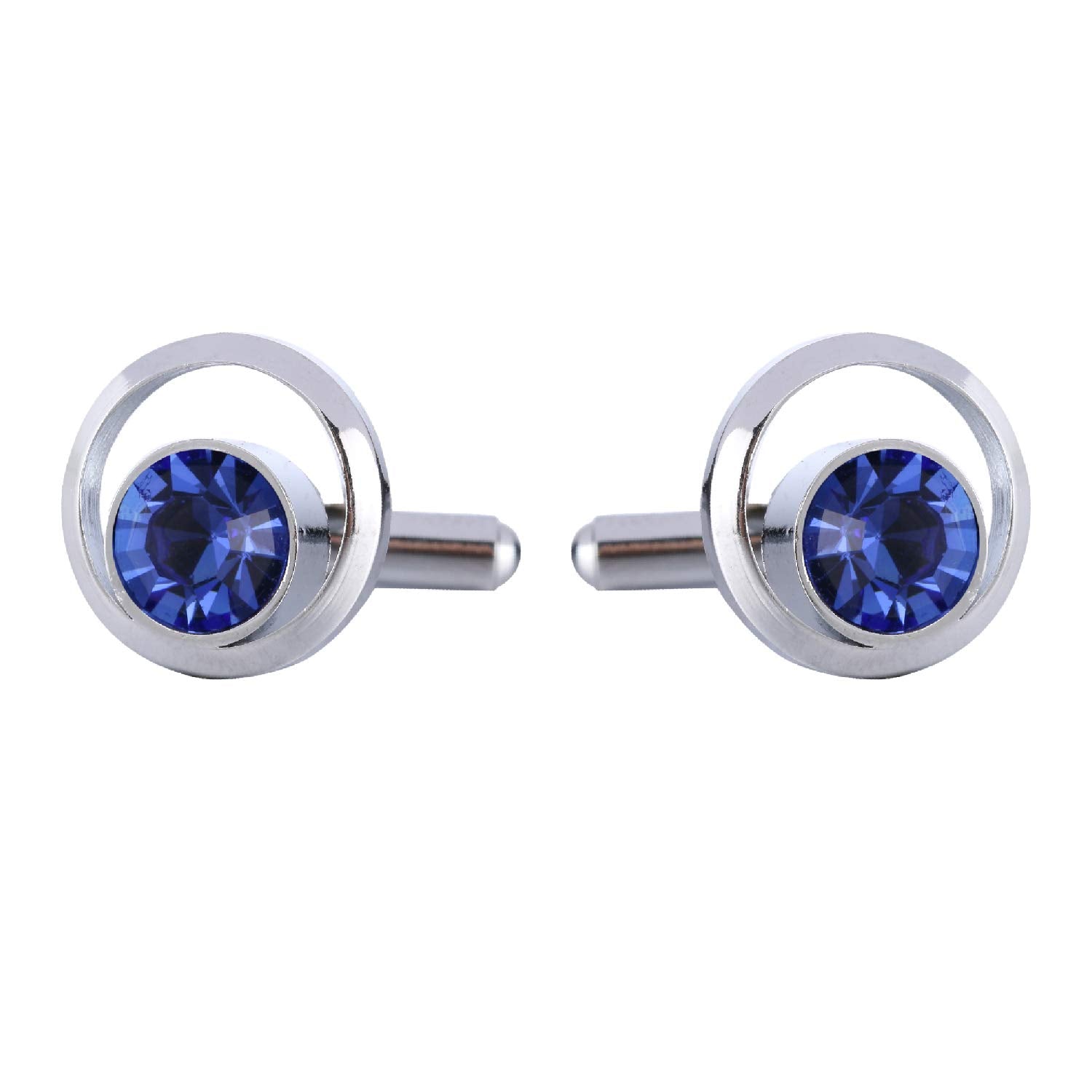 Tripin Brass Silver See Through Cufflinks Withblue Stone for Men for Office Corporate Party French Cuff Shirts Shirt Suit Blazer in A Gift Box TJHOSIL1907