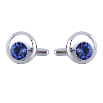 Tripin Brass Silver See Through Cufflinks Withblue Stone for Men for Office Corporate Party French Cuff Shirts Shirt Suit Blazer in A Gift Box TJHOSIL1907