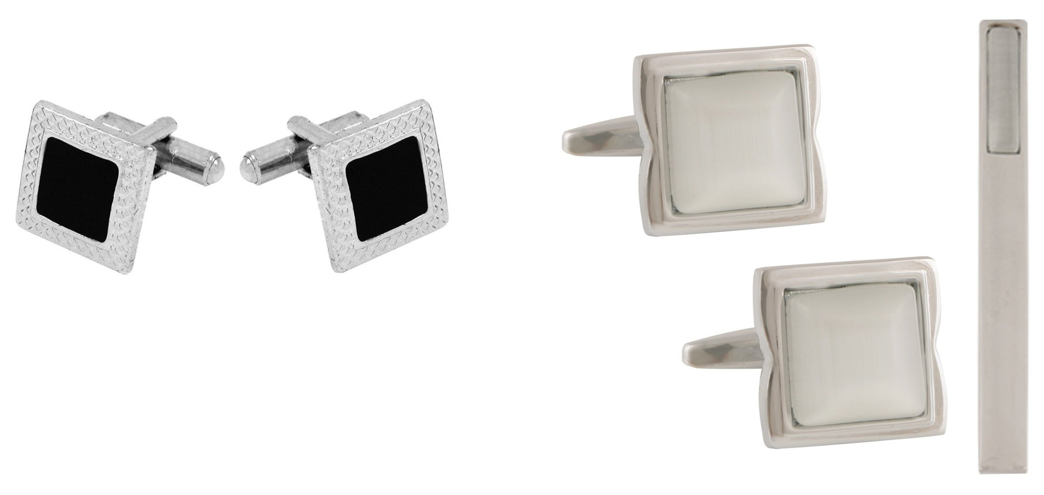 TRIPIN Cufflinks Combo Set for Men Silver Black Colour for Office Corporate Party French Cuff Shirts Shirt Suit Blazer in A Gift Box 779-778