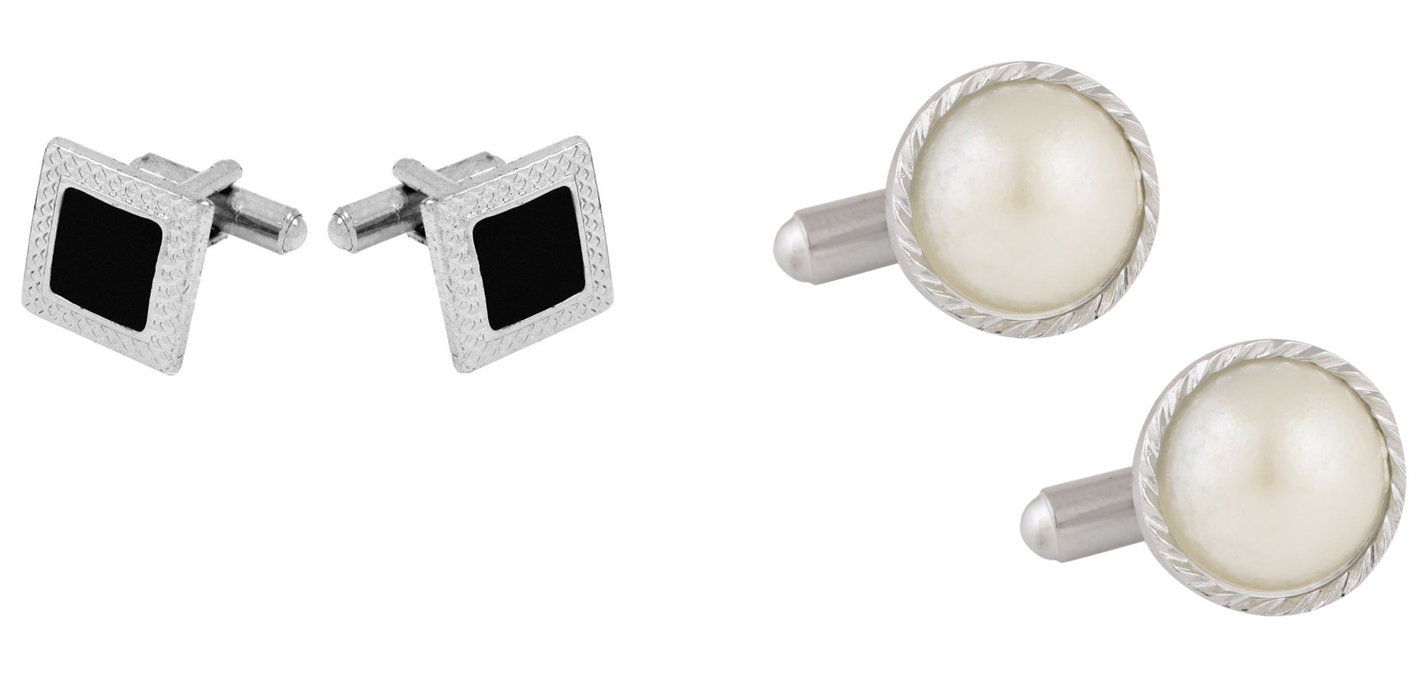 TRIPIN Cufflinks Combo Set for Men Silver Black Colour for Office Corporate Party French Cuff Shirts Shirt Suit Blazer in A Gift Box 779-650