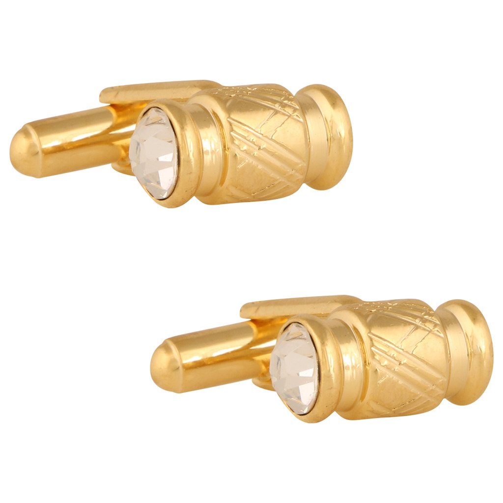 TRIPIN Cufflinks for Men Golden Gold Unique Shape with Diamond Crystals for Office Corporate Party French Cuff Shirts Shirt Suit Blazer in A Gift Box TNAPLSIL692