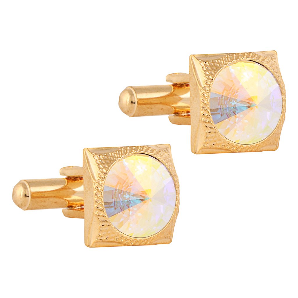 TRIPIN Cufflinks for Men Golden Gold with Diamond Crystal for Office Corporate Party French Cuff Shirts Shirt Suit Blazer in A Gift Box TNBZZGOLD408