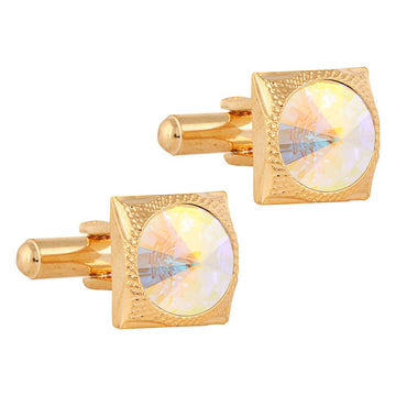 TRIPIN Cufflinks for Men Golden Gold with Diamond Crystal for Office Corporate Party French Cuff Shirts Shirt Suit Blazer in A Gift Box TNBZZGOLD408