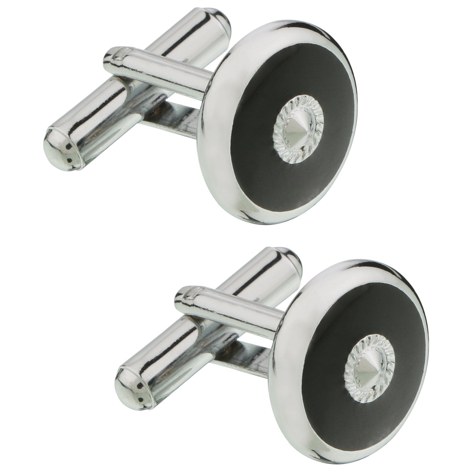TRIPIN SILVER BLACK CUFFLINKS FOR MEN IN A GIFT BOX 2163