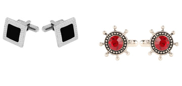 TRIPIN Cufflinks Combo Set for Men Silver Black Colour for Office Corporate Party French Cuff Shirts Shirt Suit Blazer in A Gift Box 779-811
