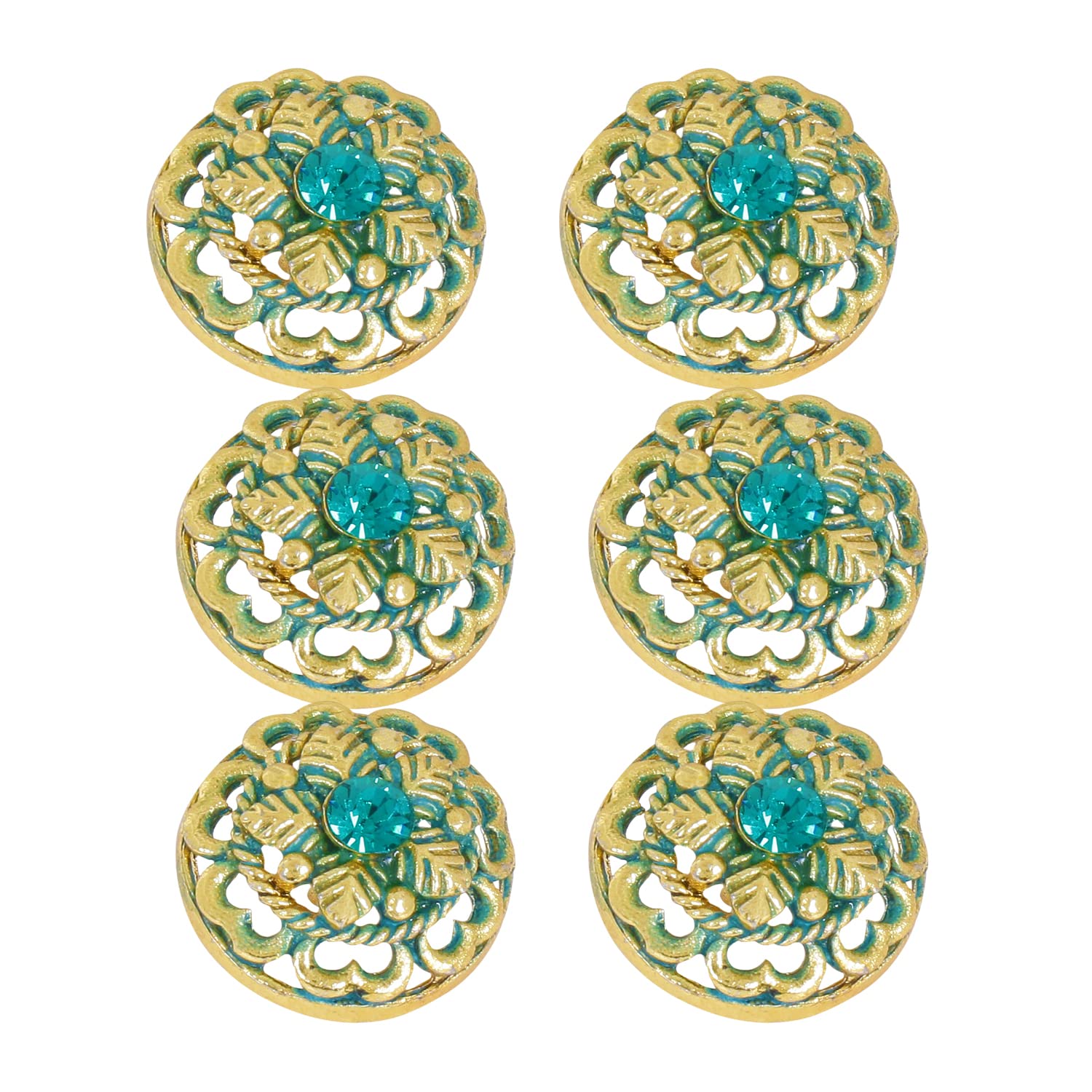 TRIPIN Antique Alloy Round Button for Coat Blazer Suit, Sherwani and Indian Dresses Sports Coat Uniform Jacket Beautiful Ethnic Classy Design (Pcs - 6) (Sky Blue)