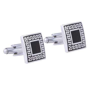 TRIPIN Cufflinks for Men Silver Black Square for Office Corporate Party French Cuff Shirts Shirt Suit Blazer in A Gift Box TNAPZSIL84