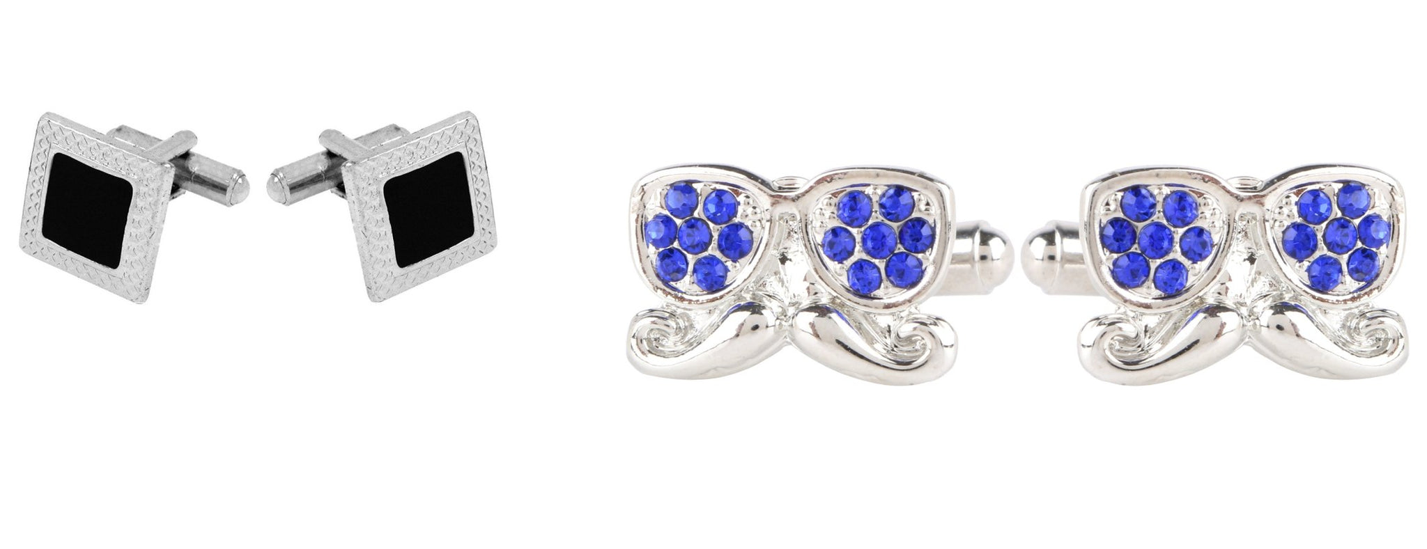 TRIPIN Cufflinks Combo Set for Men Silver Black Colour for Office Corporate Party French Cuff Shirts Shirt Suit Blazer in A Gift Box 779-818