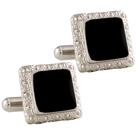 TRIPIN Black Brass Square Shaped Cufflinks for Men