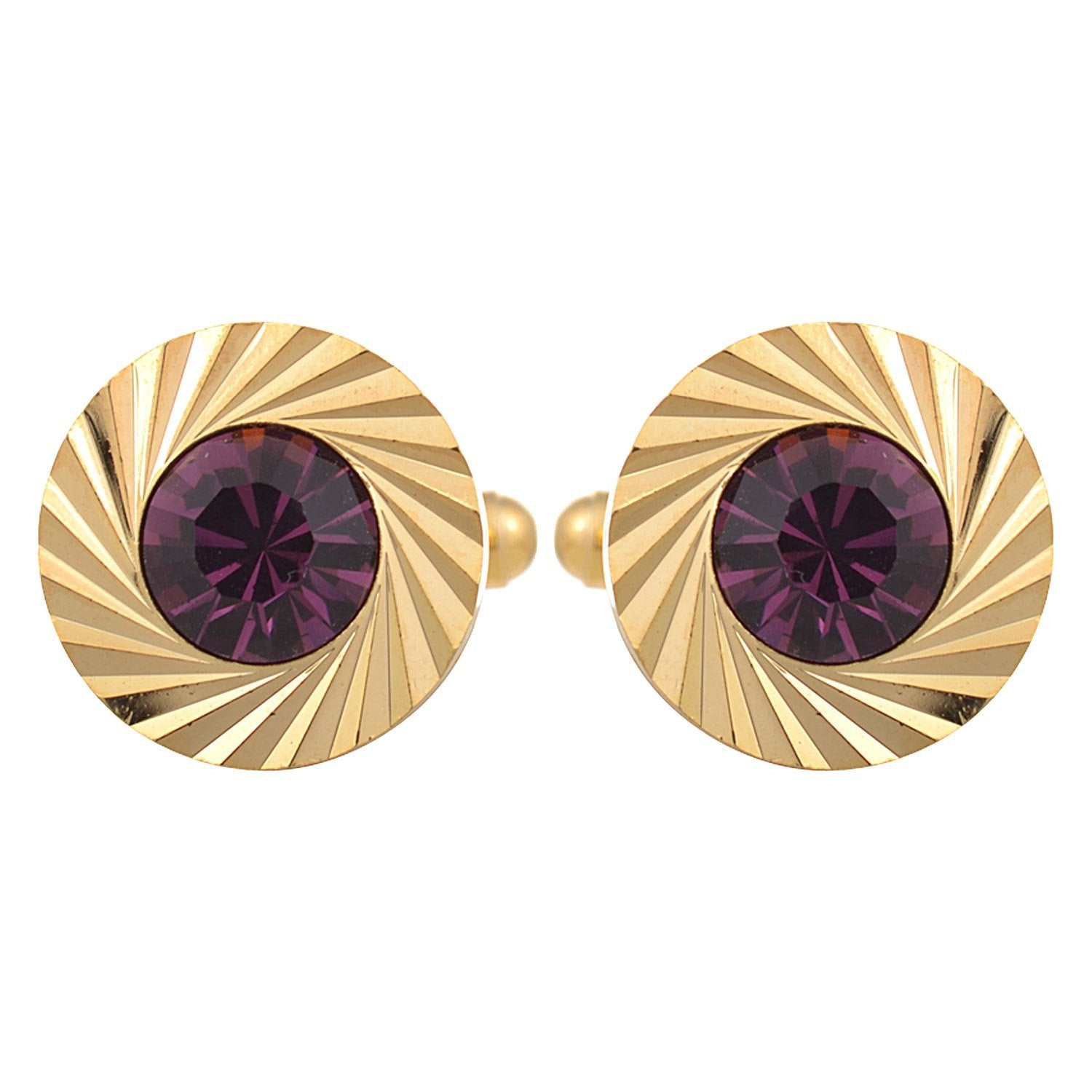 TRIPIN Golden Cufflinks Set for Men in A Gift Box (Purple)