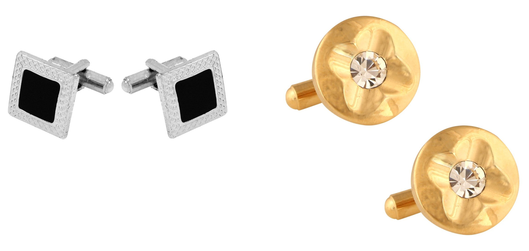 TRIPIN Cufflinks Combo Set for Men Silver Black Colour for Office Corporate Party French Cuff Shirts Shirt Suit Blazer in A Gift Box 779-643
