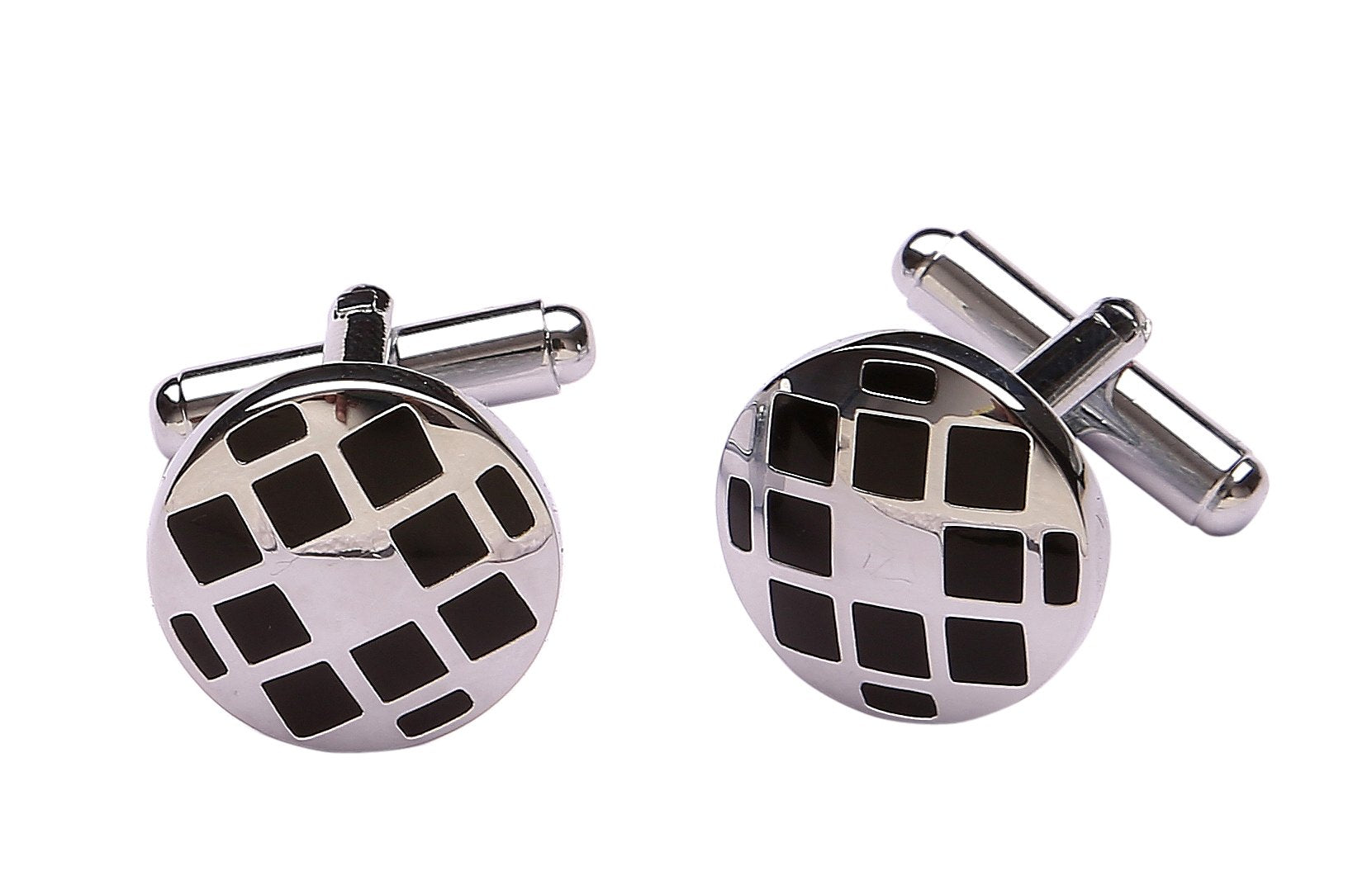 TRIPIN Cufflinks for Men Silver Black Round for Office Corporate Party French Cuff Shirts Shirt Suit Blazer in A Gift Box TNABZSIL53