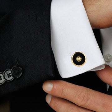 TRIPIN Golden Black Cufflinks for Men - Elevate Your Style with Sophisticated Accessories for Office, Corporate Parties, French Cuff Shirts, Suits, and Blazers - Comes in a Gift Box