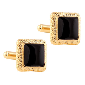 TRIPIN Black Brass Square Shaped Cufflinks for Men