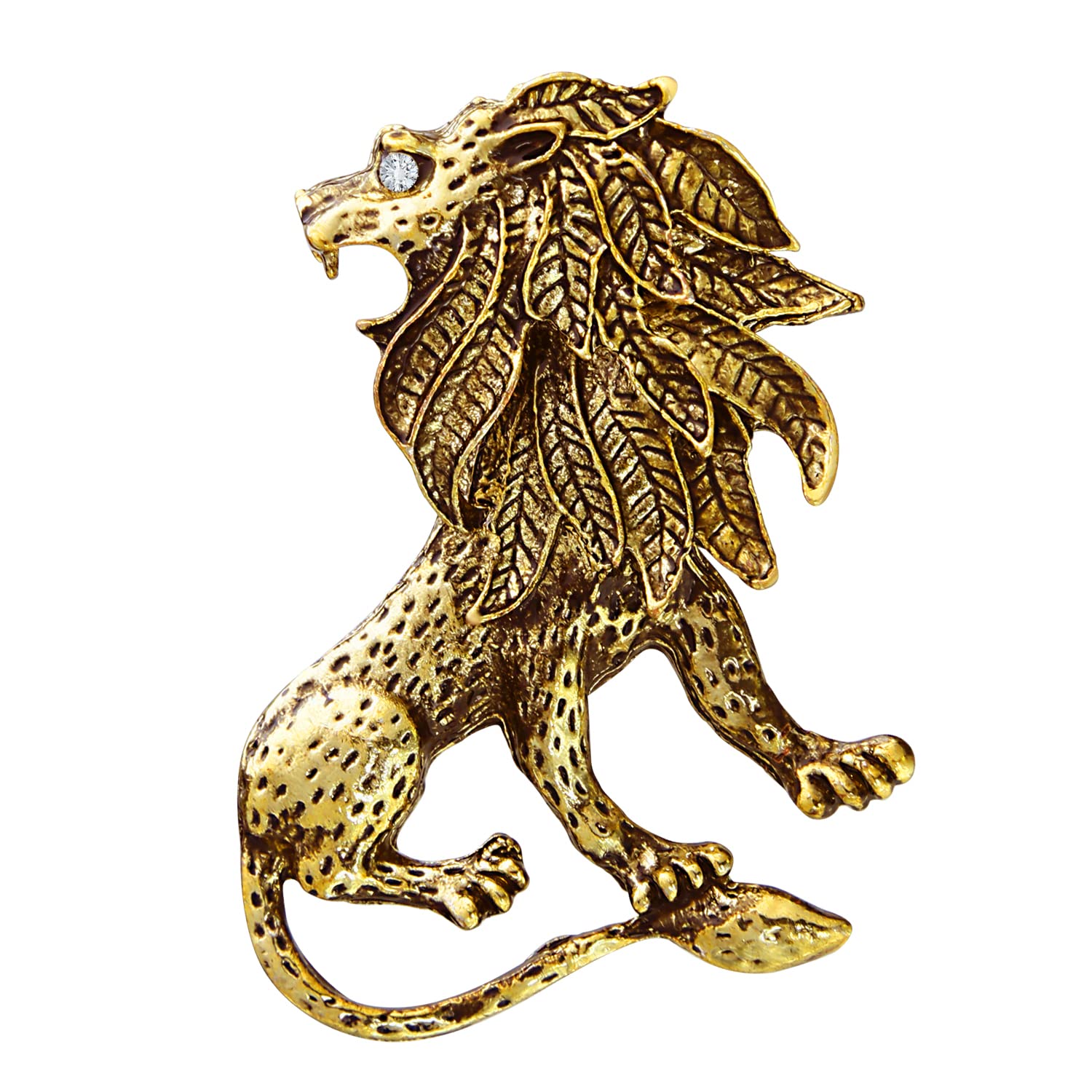 TRIPIN Roaring King Lion Lapel Pin Brooch Pins Elegant Rhinestone Animal Statement Brooches Fashion Jewelry Accessories for Men Women Gift 2122