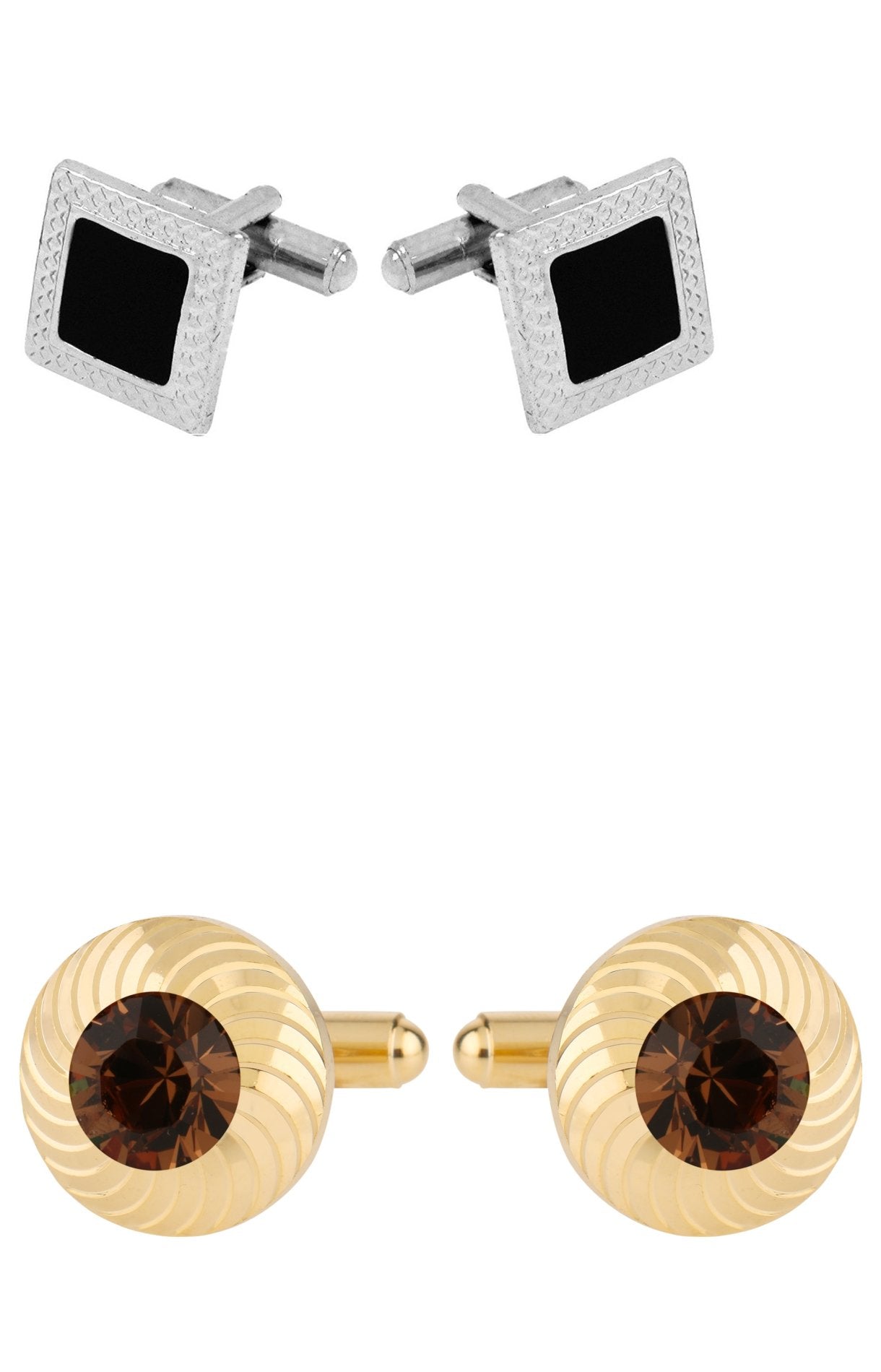TRIPIN Cufflinks Combo Set for Men Silver Black Colour for Office Corporate Party French Cuff Shirts Shirt Suit Blazer in A Gift Box 779-1674