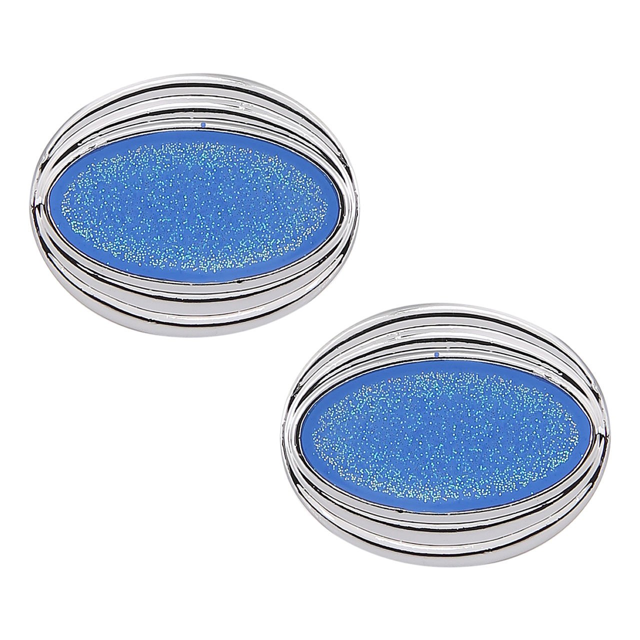 TRIPIN Cufflinks for Men Silver and Blue Oval Shape Links for Office Corporate Party French Cuff Shirts Shirt Suit Blazer in A Gift Box TSHOSIL1064