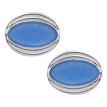 TRIPIN Cufflinks for Men Silver and Blue Oval Shape Links for Office Corporate Party French Cuff Shirts Shirt Suit Blazer in A Gift Box TSHOSIL1064