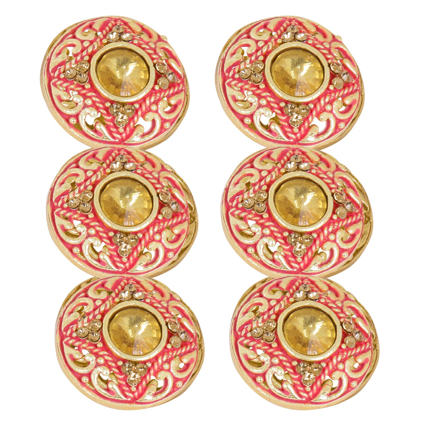 TRIPIN Antique Alloy Round Button for Coat Blazer Suit, Sherwani and Indian Dresses Sports Coat Uniform Jacket Beautiful Ethnic Classy Design (Pcs - 6) (RED)