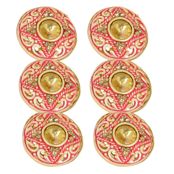 TRIPIN Antique Alloy Round Button for Coat Blazer Suit, Sherwani and Indian Dresses Sports Coat Uniform Jacket Beautiful Ethnic Classy Design (Pcs - 6) (RED)