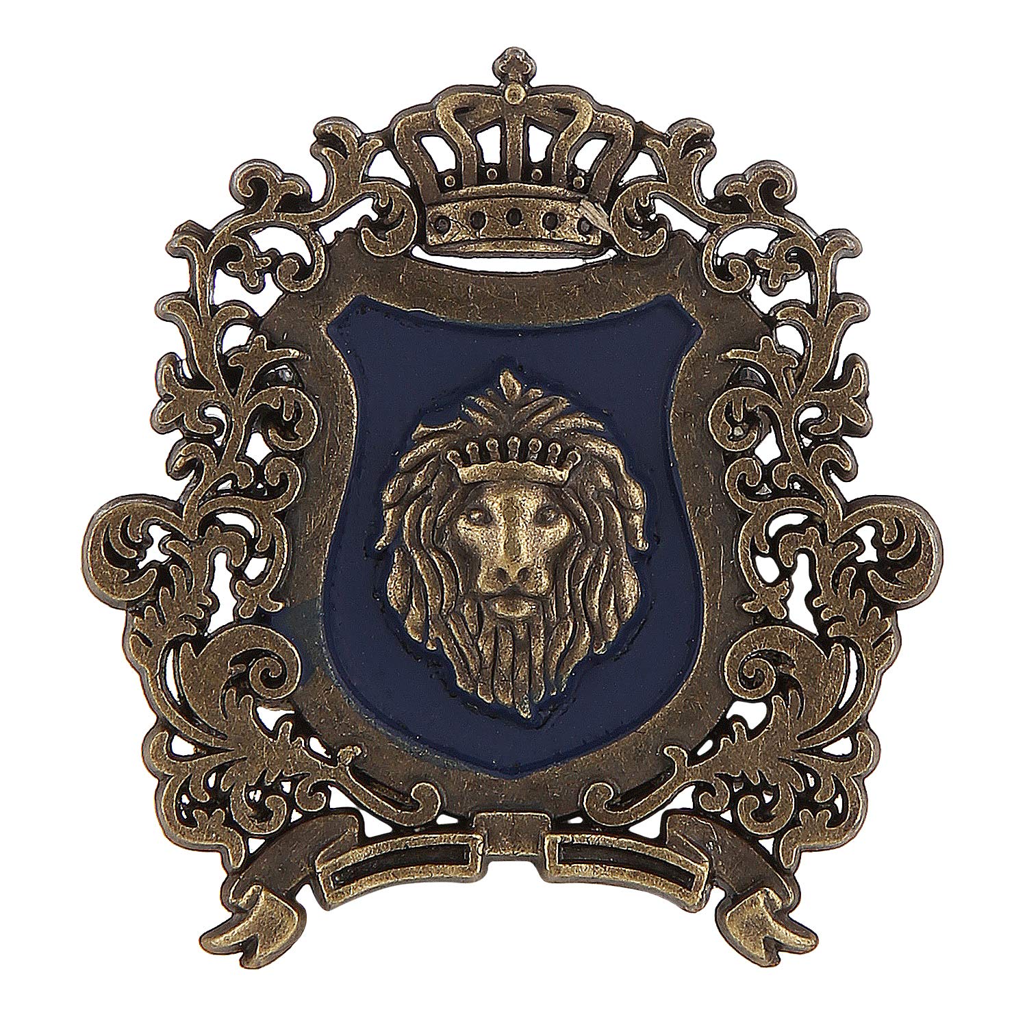 TRIPIN Medal Shaped Lion Lapel Blue Pin Brooch for Men (Small)