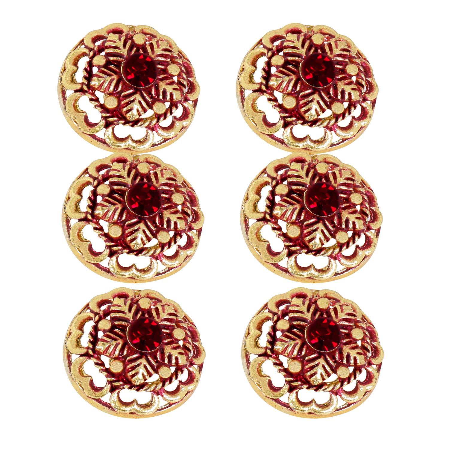 TRIPIN Antique Alloy Round Button for Coat Blazer Suit, Sherwani and Indian Dresses Sports Coat Uniform Jacket Beautiful Ethnic Classy Design (Pcs - 6) (Maroon)