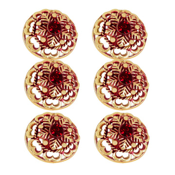 TRIPIN Antique Alloy Round Button for Coat Blazer Suit, Sherwani and Indian Dresses Sports Coat Uniform Jacket Beautiful Ethnic Classy Design (Pcs - 6) (Maroon)